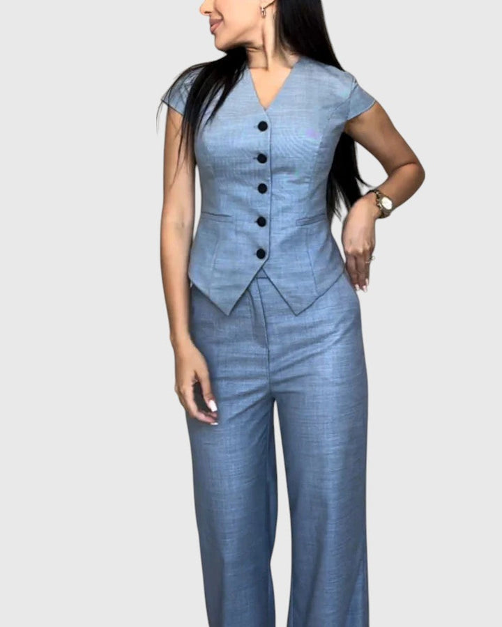 TEYLA™ | V-Neck Top & Pants Set