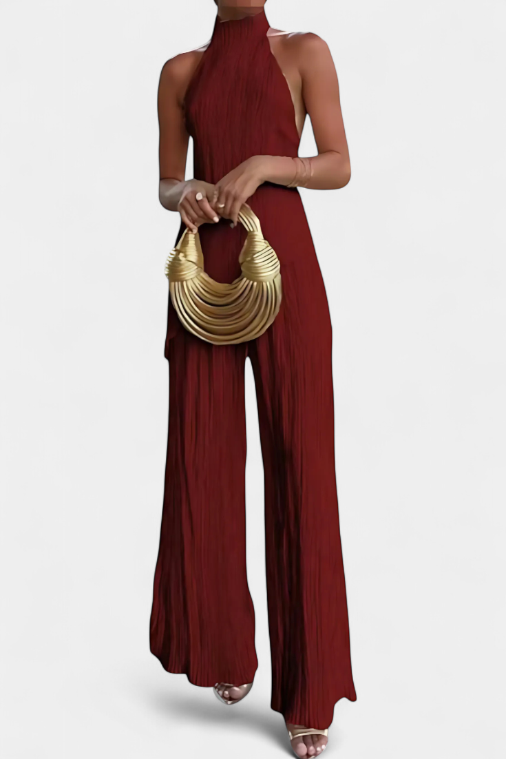 RYLEE™ | PLEATED HALTER TOP & FLOWY PANTS SET