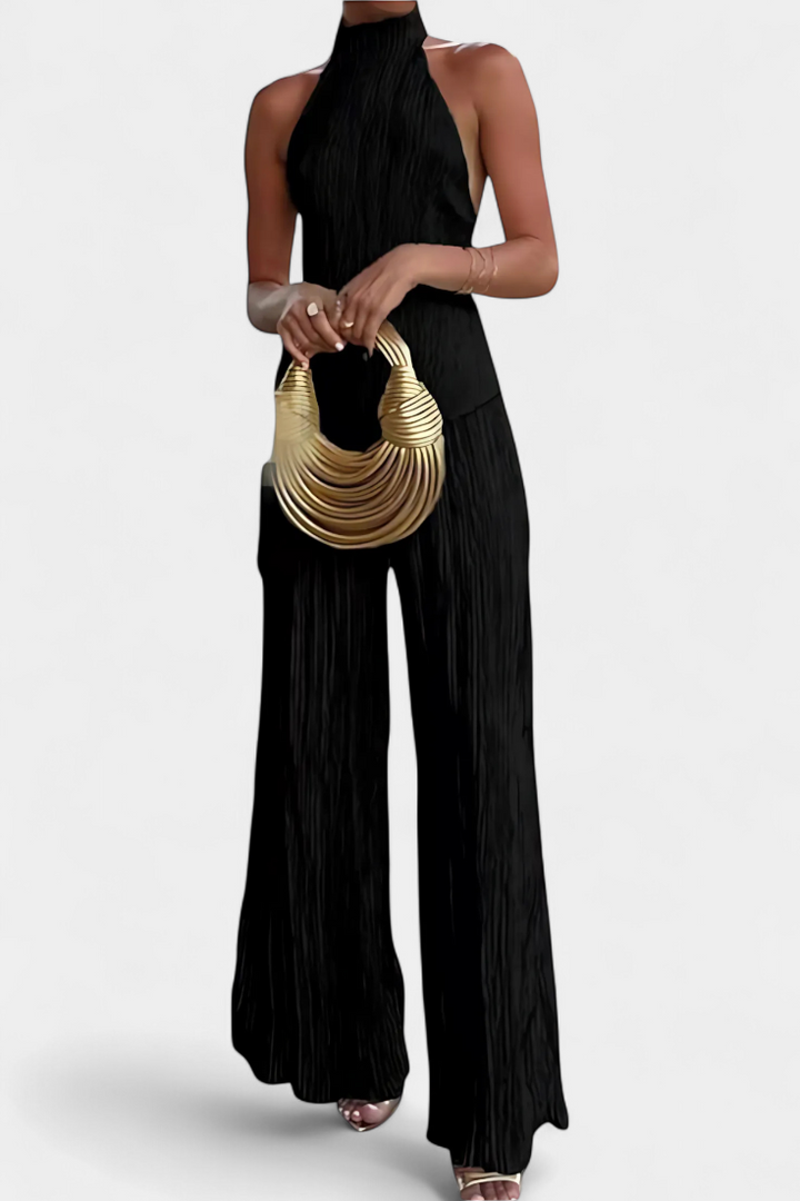 RYLEE™ | PLEATED HALTER TOP & FLOWY PANTS SET