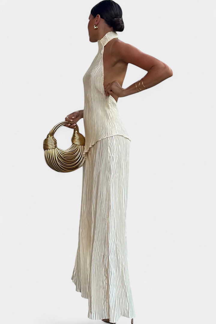 RYLEE™ | PLEATED HALTER TOP & FLOWY PANTS SET