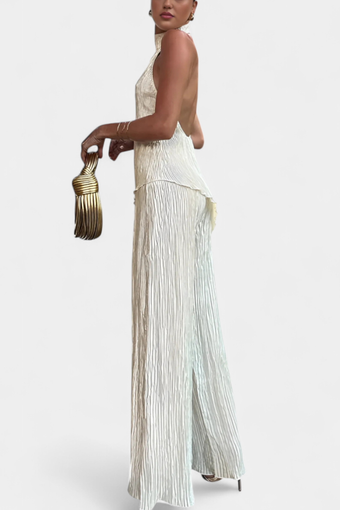 RYLEE™ | PLEATED HALTER TOP & FLOWY PANTS SET