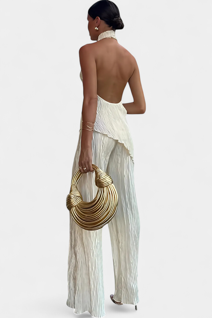 RYLEE™ | PLEATED HALTER TOP & FLOWY PANTS SET