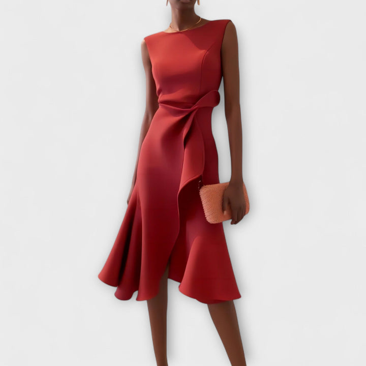 ROSEMARY™ | DRAPED ASYMMETRICAL MIDI DRESS