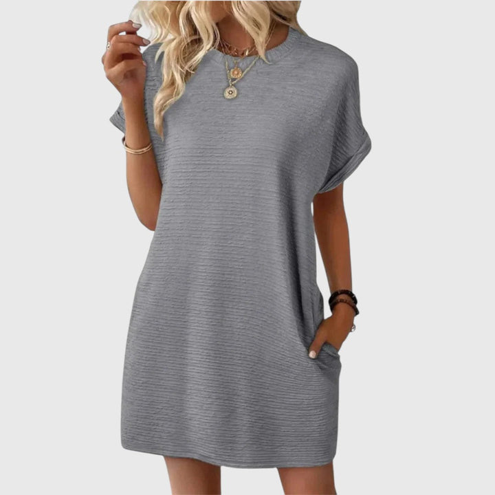 TAYA™ | CASUAL MINIMALIST ROUND-NECK MIDI SUMMER DRESS