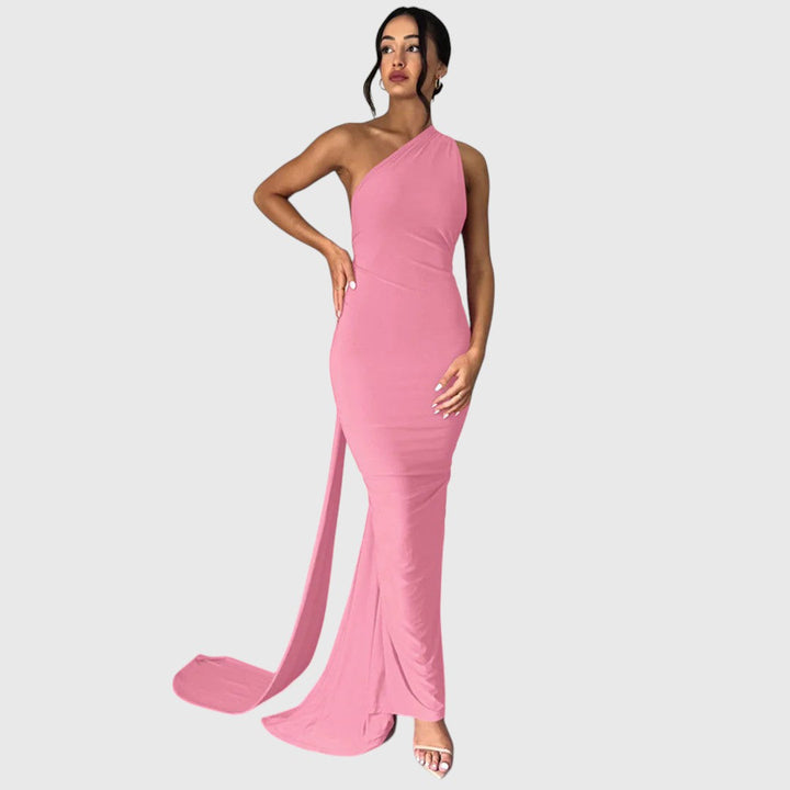 KORINA™ | ELEGANT SLEEVELESS EVENING HALTER MAXI DRESS