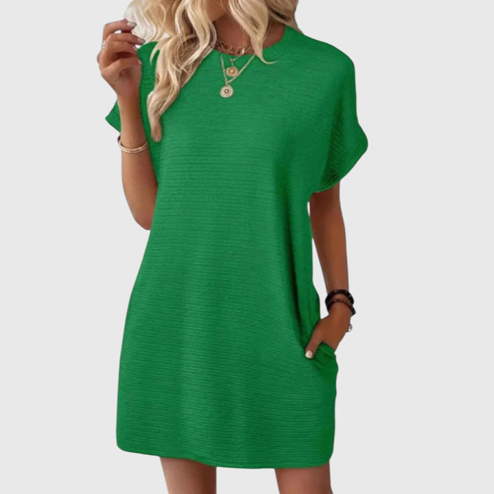TAYA™ | CASUAL MINIMALIST ROUND-NECK MIDI SUMMER DRESS