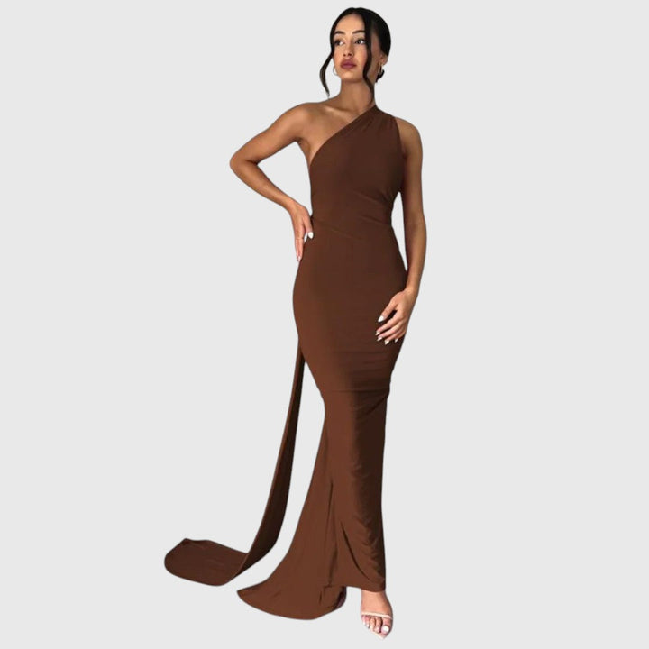KORINA™ | ELEGANT SLEEVELESS EVENING HALTER MAXI DRESS