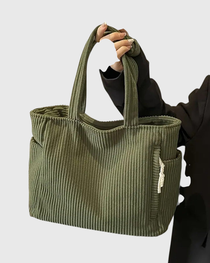 ELLIE™ | RIBBED TOTE BAG WITH ROPE DETAIL