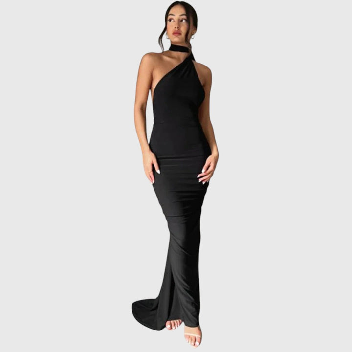 KORINA™ | ELEGANT SLEEVELESS EVENING HALTER MAXI DRESS