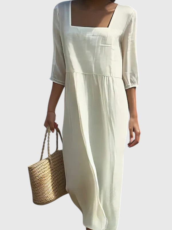 LILIA™ | CASUAL LINEN MIDI DRESS