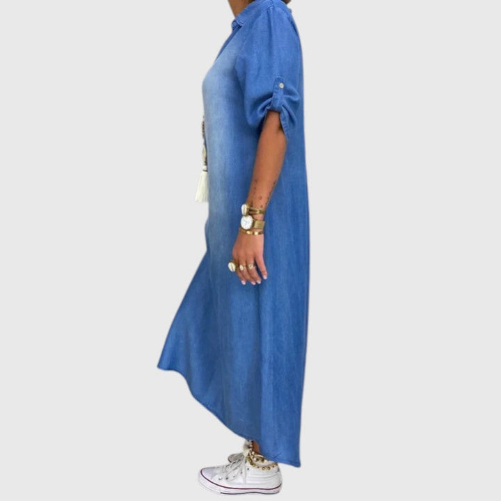 CORRINE™ | LONG DENIM MAXI DRESS WITH SIDE SLITS