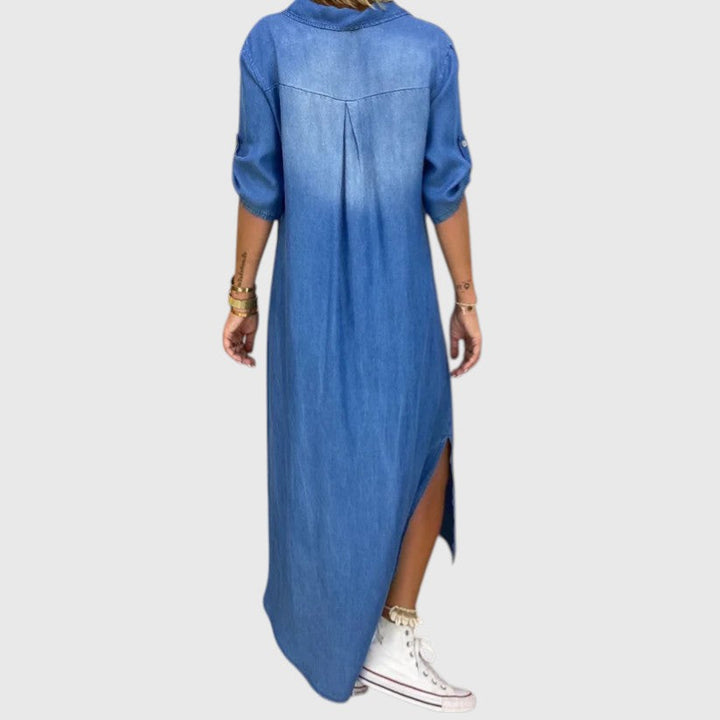 CORRINE™ | LONG DENIM MAXI DRESS WITH SIDE SLITS