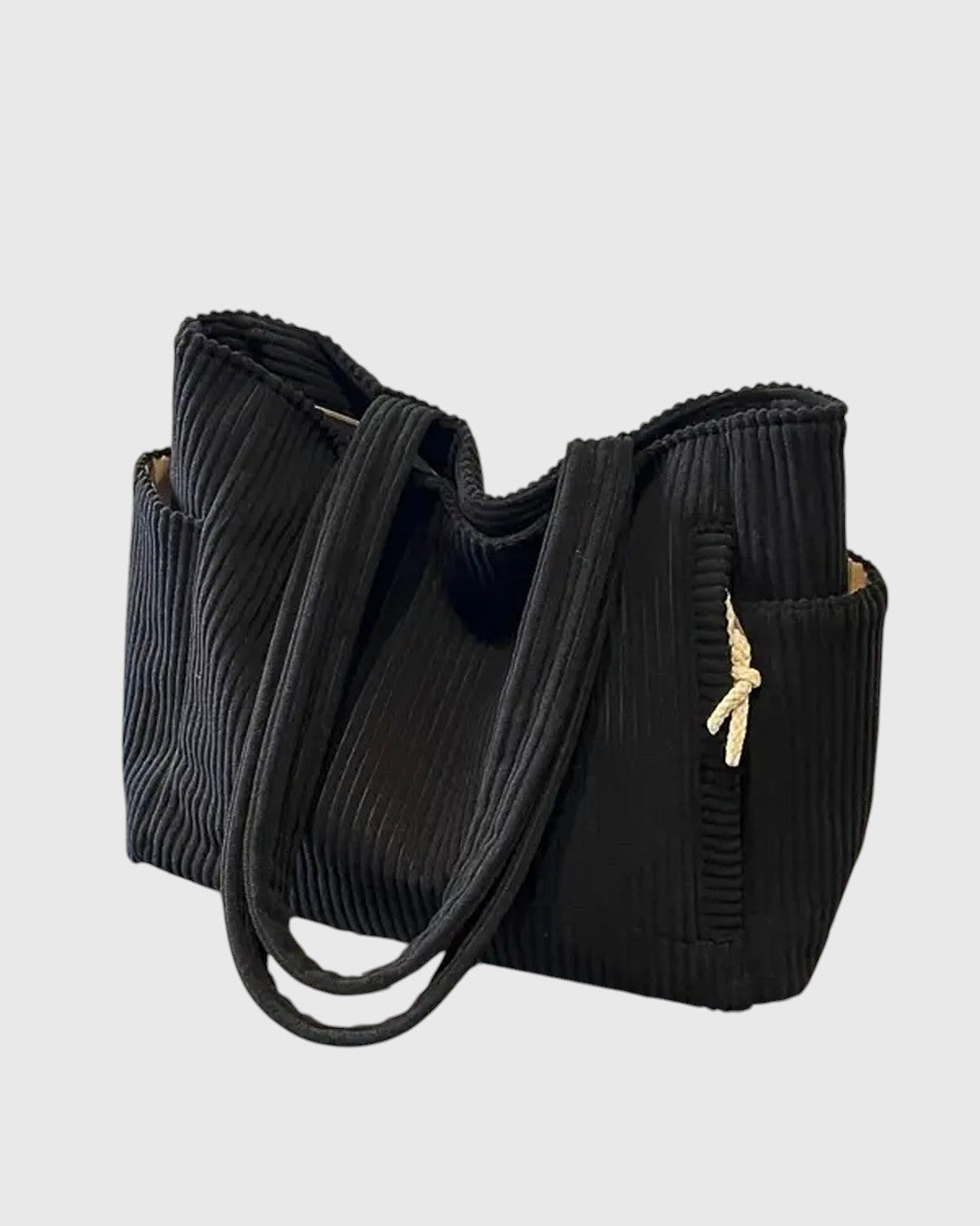 ELLIE™ | RIBBED TOTE BAG WITH ROPE DETAIL