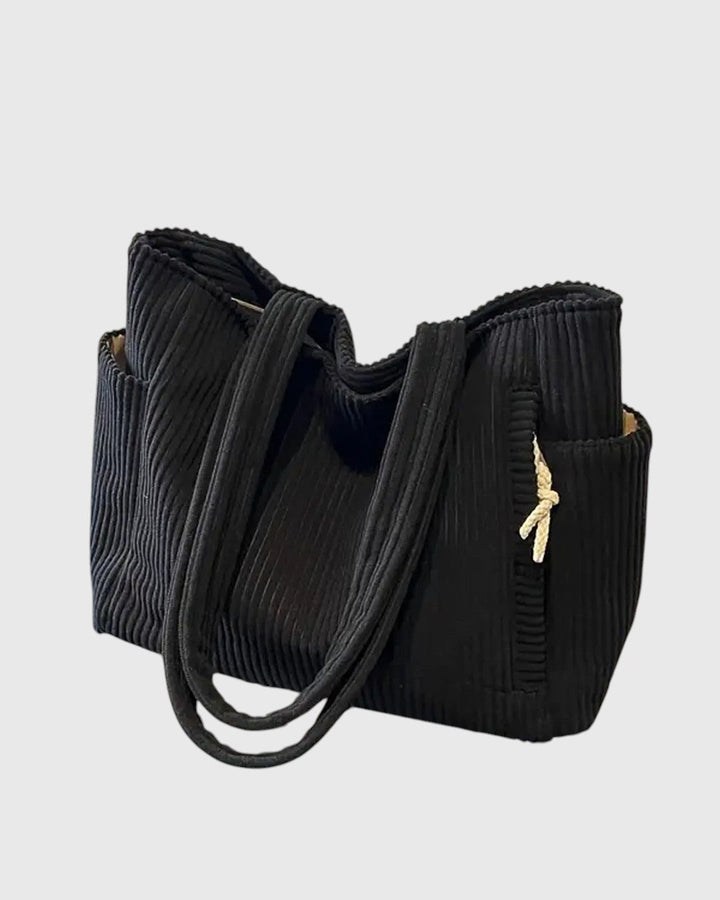 ELLIE™ | RIBBED TOTE BAG WITH ROPE DETAIL
