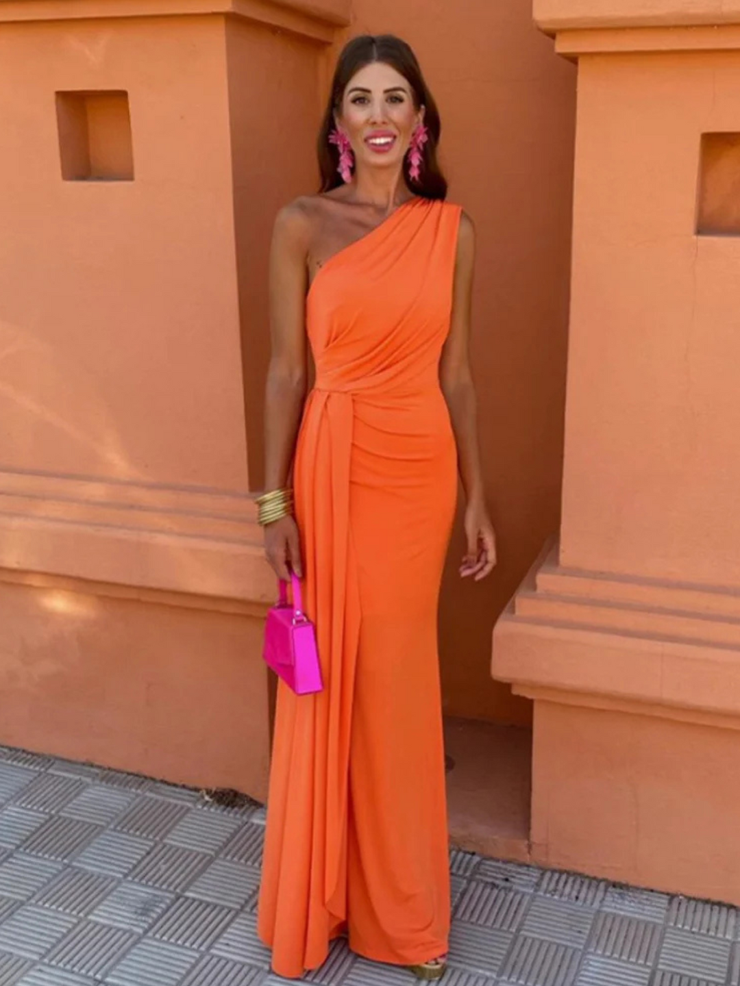 AVIANNA™ | CHIC OBLIQUE SHOULDER MAXI DRESS