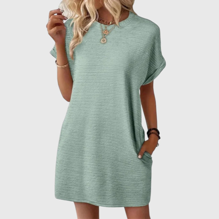 TAYA™ | CASUAL MINIMALIST ROUND-NECK MIDI SUMMER DRESS