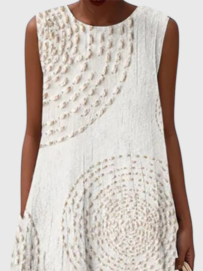 KARENA™ | CASUAL SLEEVELESS PRINT MIDI DRESS