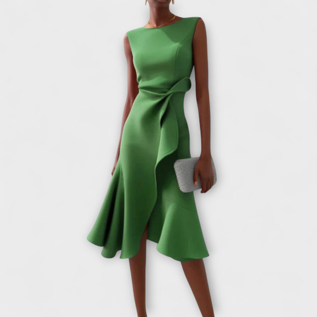 ROSEMARY™ | DRAPED ASYMMETRICAL MIDI DRESS