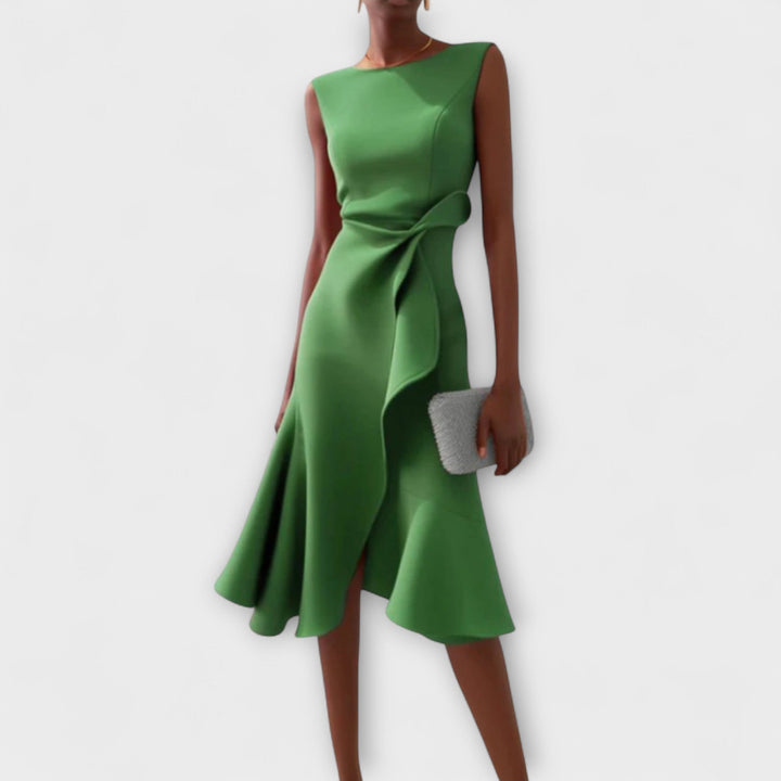 ROSEMARY™ | DRAPED ASYMMETRICAL MIDI DRESS