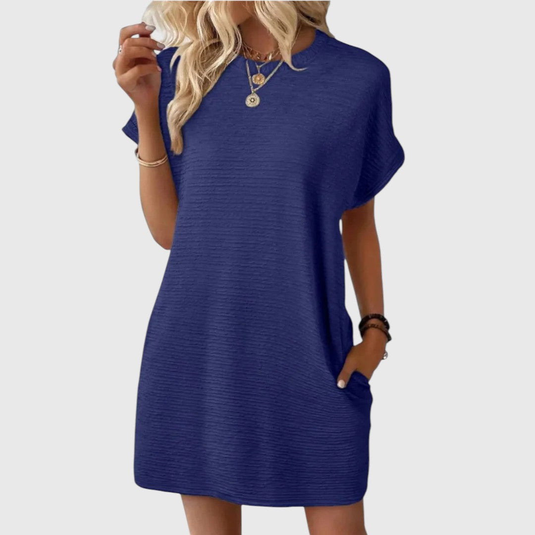 TAYA™ | CASUAL MINIMALIST ROUND-NECK MIDI SUMMER DRESS