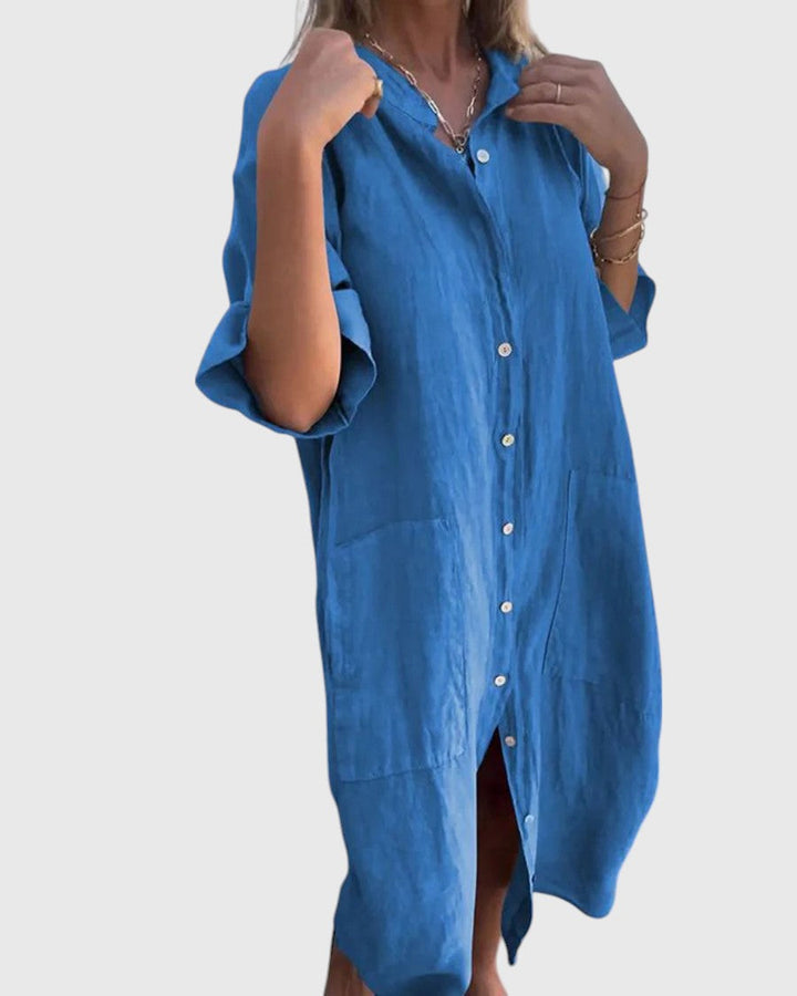Rowena™ | Casual Ibiza-Inspired Knee-Length Shirt Dress