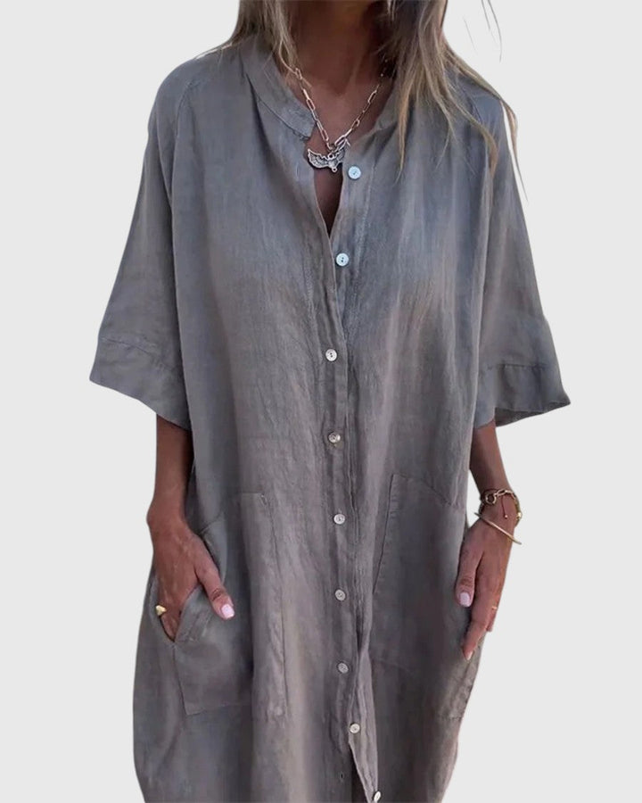 Rowena™ | Casual Ibiza-Inspired Knee-Length Shirt Dress