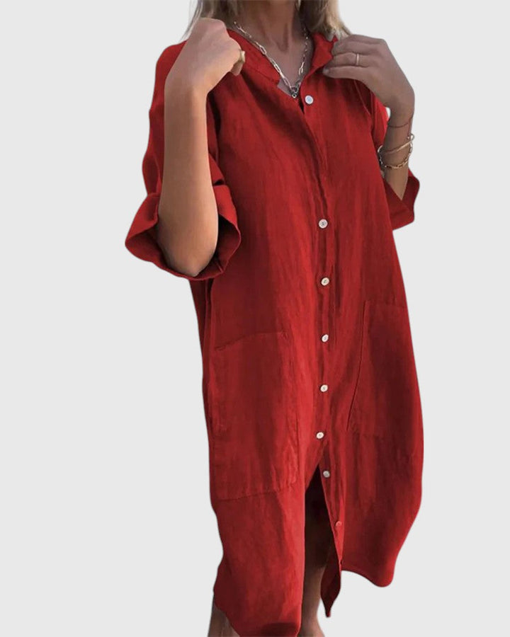 Rowena™ | Casual Ibiza-Inspired Knee-Length Shirt Dress