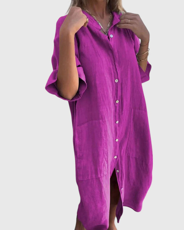 Rowena™ | Casual Ibiza-Inspired Knee-Length Shirt Dress