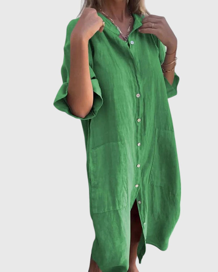 Rowena™ | Casual Ibiza-Inspired Knee-Length Shirt Dress