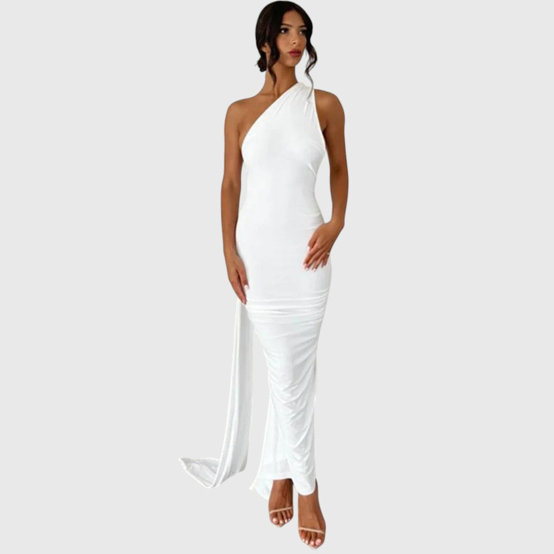 KORINA™ | ELEGANT SLEEVELESS EVENING HALTER MAXI DRESS