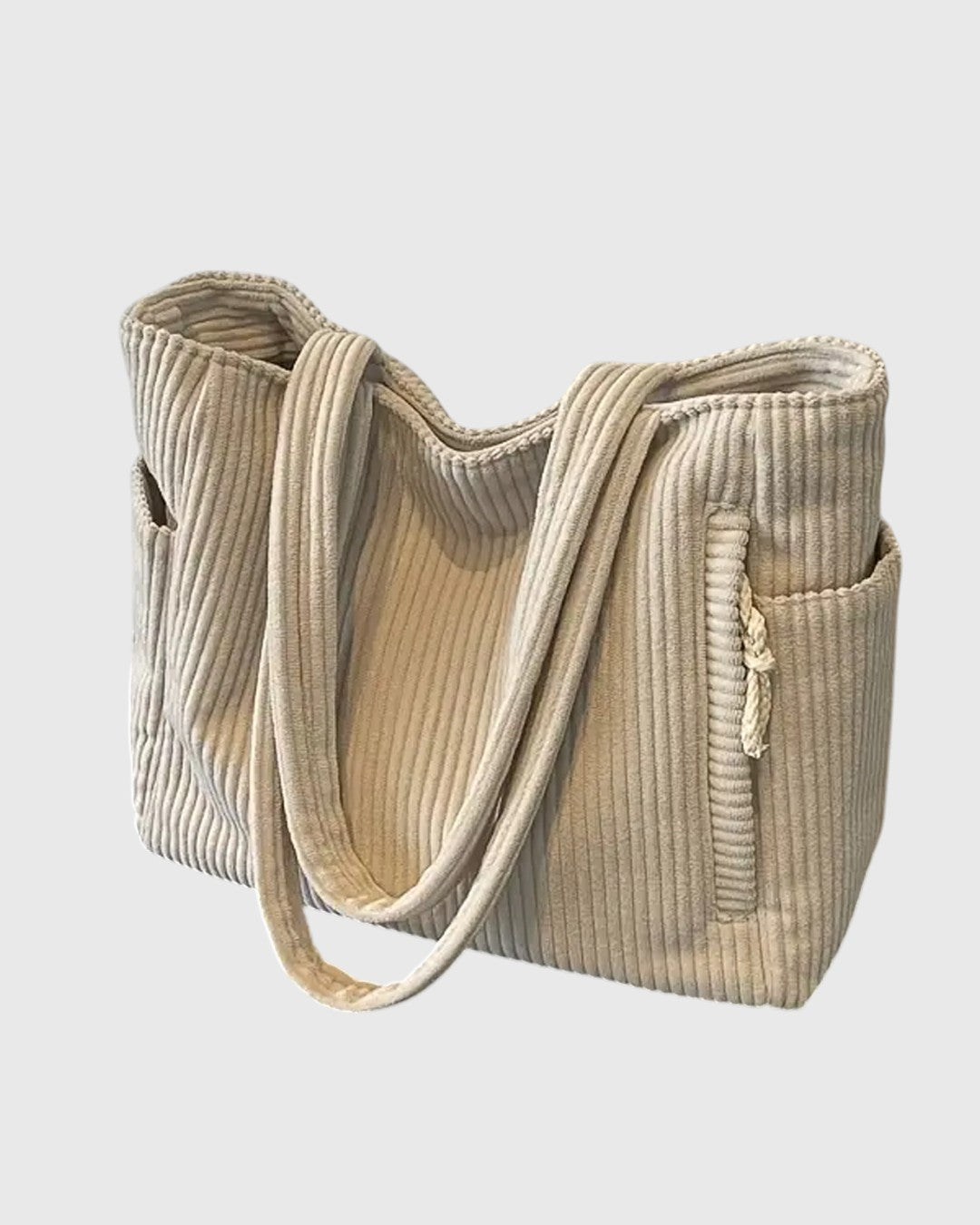 ELLIE™ | RIBBED TOTE BAG WITH ROPE DETAIL