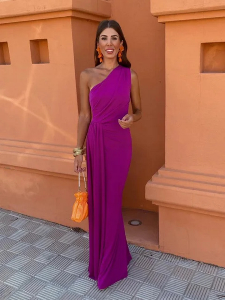 AVIANNA™ | CHIC OBLIQUE SHOULDER MAXI DRESS