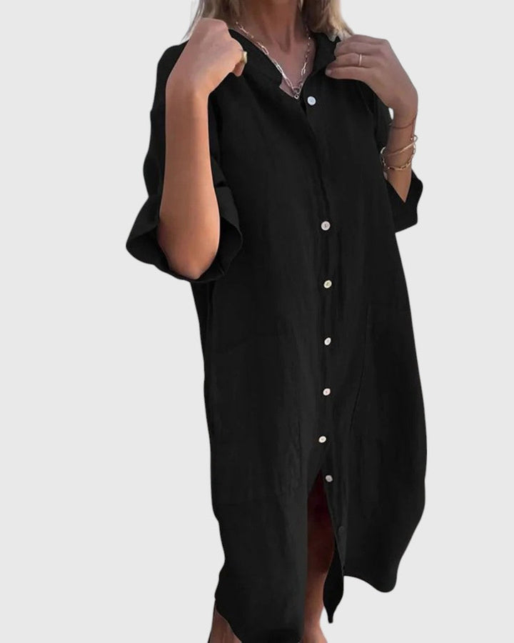 Rowena™ | Casual Ibiza-Inspired Knee-Length Shirt Dress