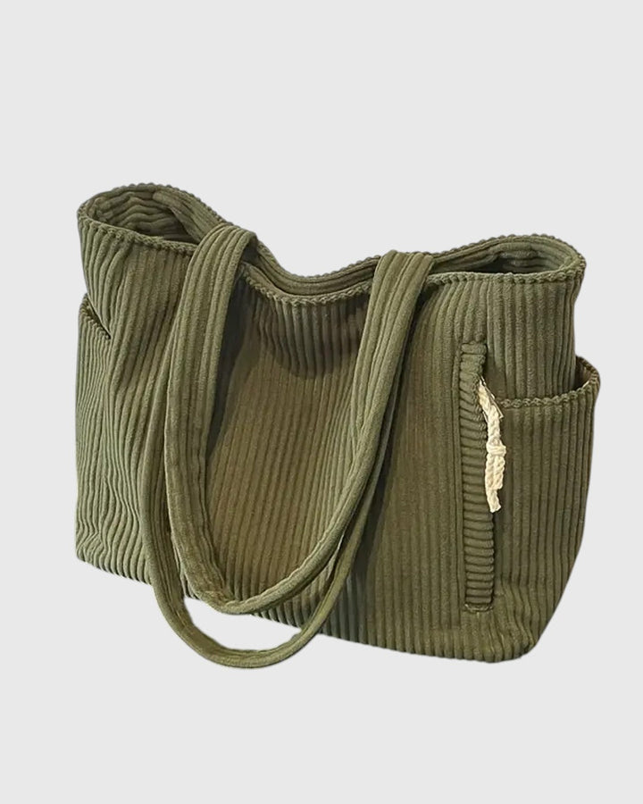 ELLIE™ | RIBBED TOTE BAG WITH ROPE DETAIL