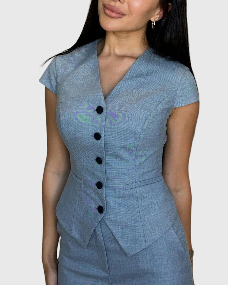 TEYLA™ | V-Neck Top & Pants Set