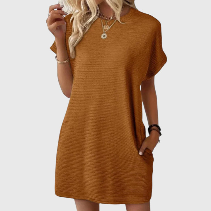 TAYA™ | CASUAL MINIMALIST ROUND-NECK MIDI SUMMER DRESS