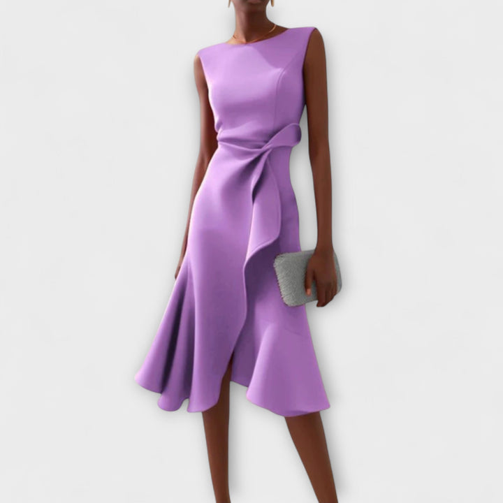 ROSEMARY™ | DRAPED ASYMMETRICAL MIDI DRESS