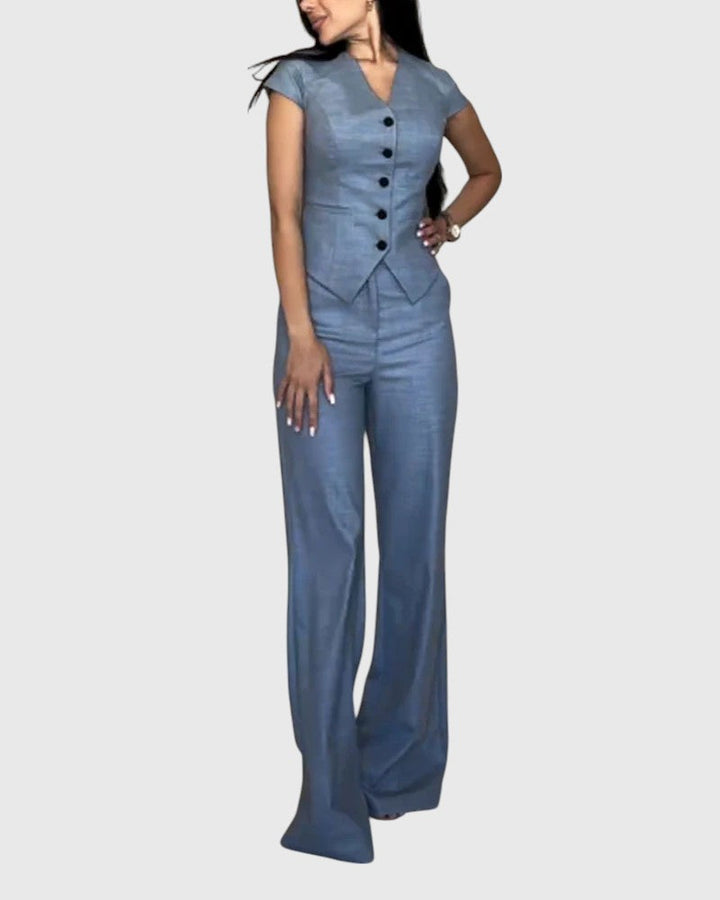 TEYLA™ | V-Neck Top & Pants Set