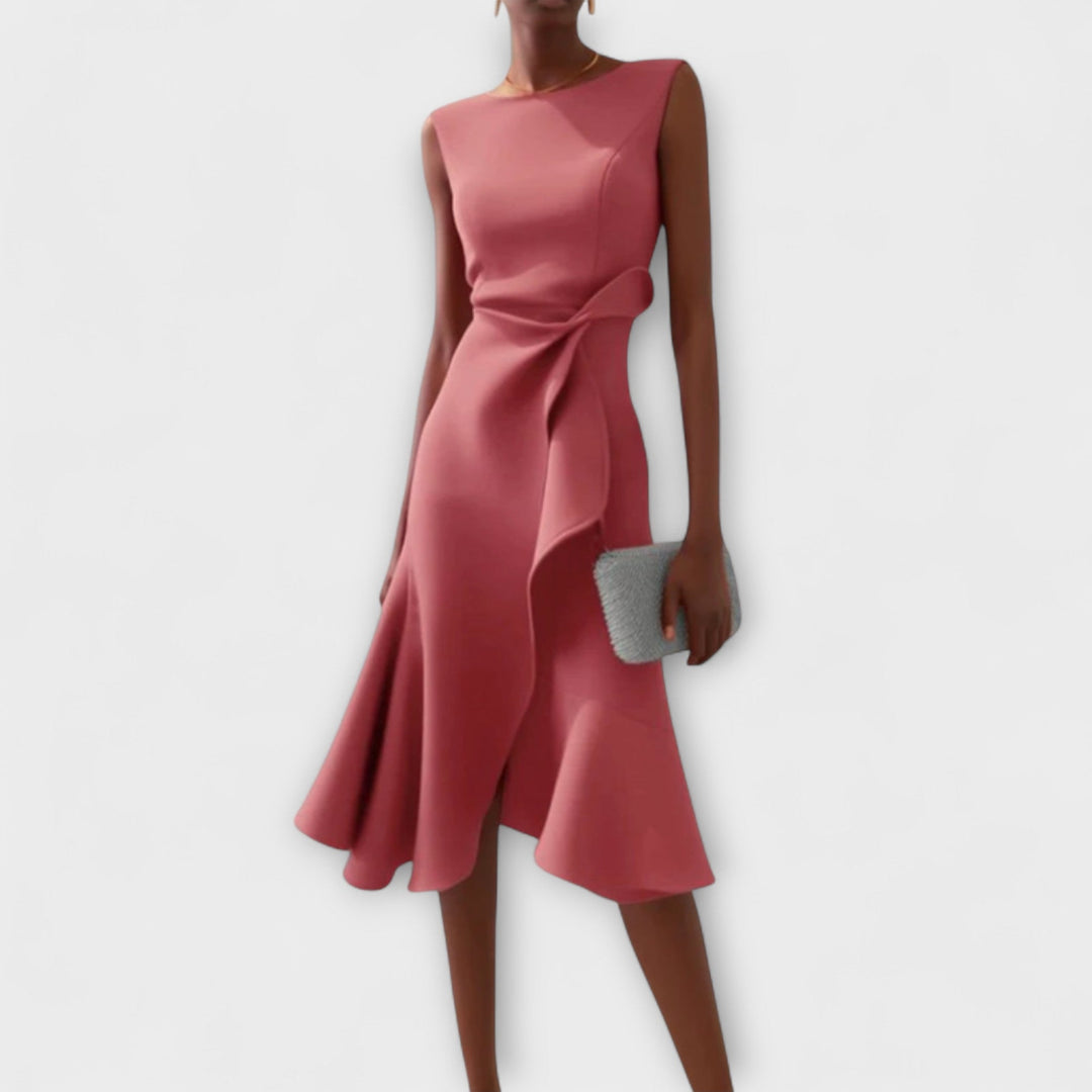 ROSEMARY™ | DRAPED ASYMMETRICAL MIDI DRESS