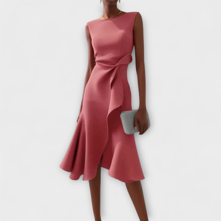 ROSEMARY™ | DRAPED ASYMMETRICAL MIDI DRESS