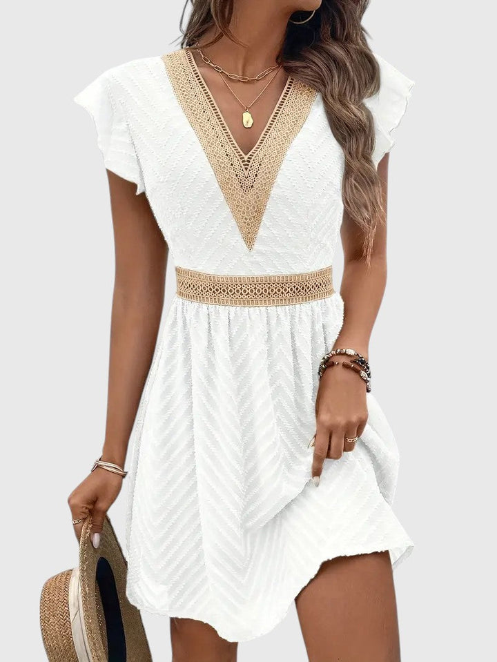 EMVIE™ | FRENCH LACE V-NECK SUMMER DRESS