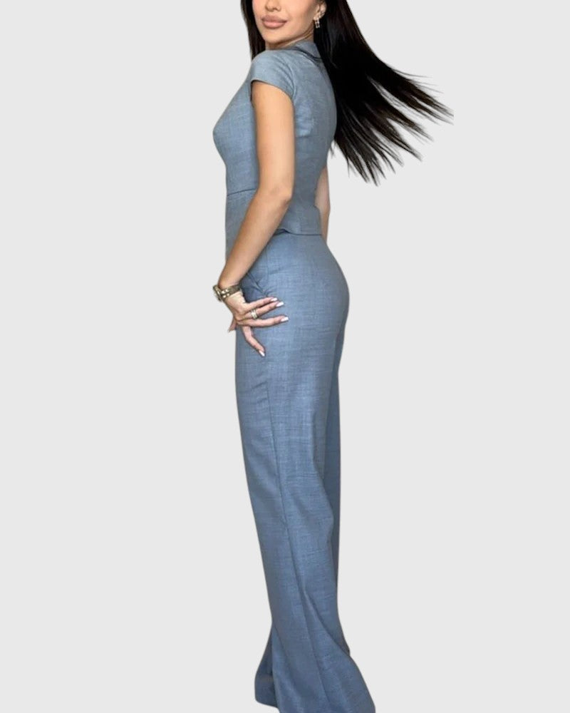 TEYLA™ | V-Neck Top & Pants Set