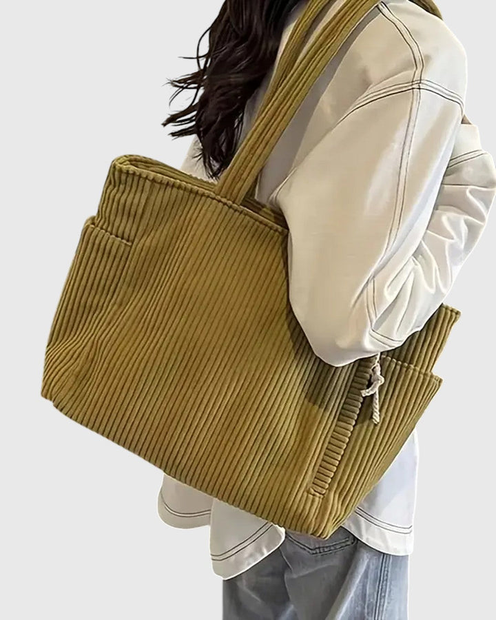 ELLIE™ | RIBBED TOTE BAG WITH ROPE DETAIL