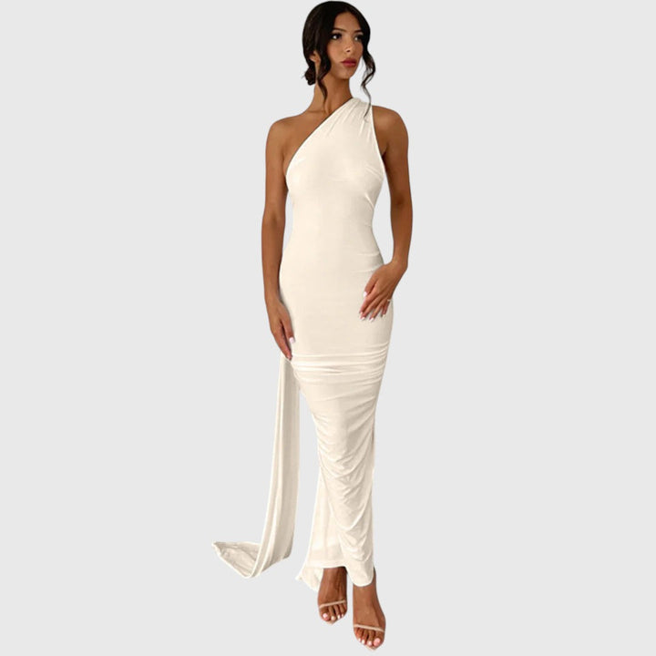KORINA™ | ELEGANT SLEEVELESS EVENING HALTER MAXI DRESS