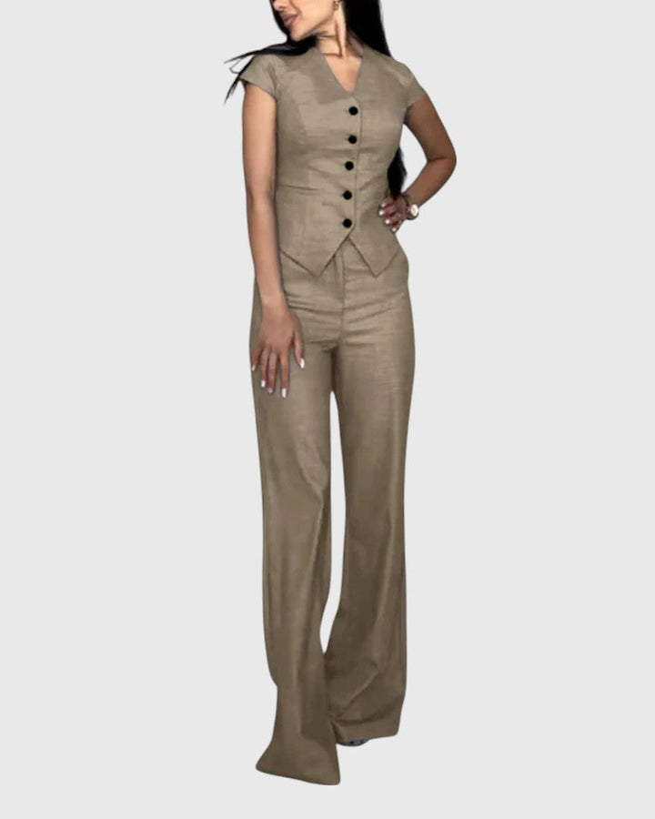 TEYLA™ | V-Neck Top & Pants Set