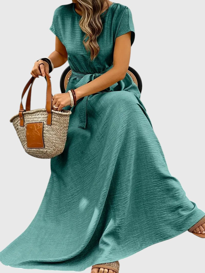 LAVEIN™ | ELEGANT PLEATED LINEN-TEXTURE MAXI DRESS