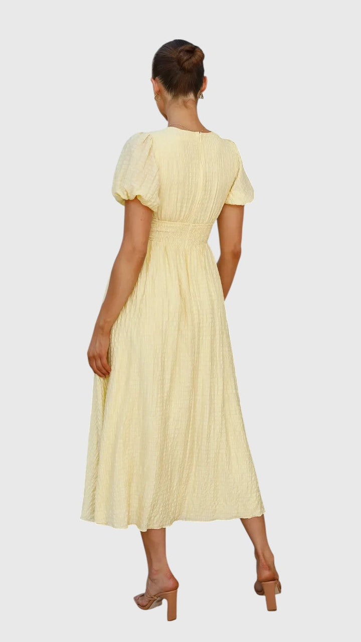 KAREN™ | ROMANTIC RUCHED MIDI DRESS