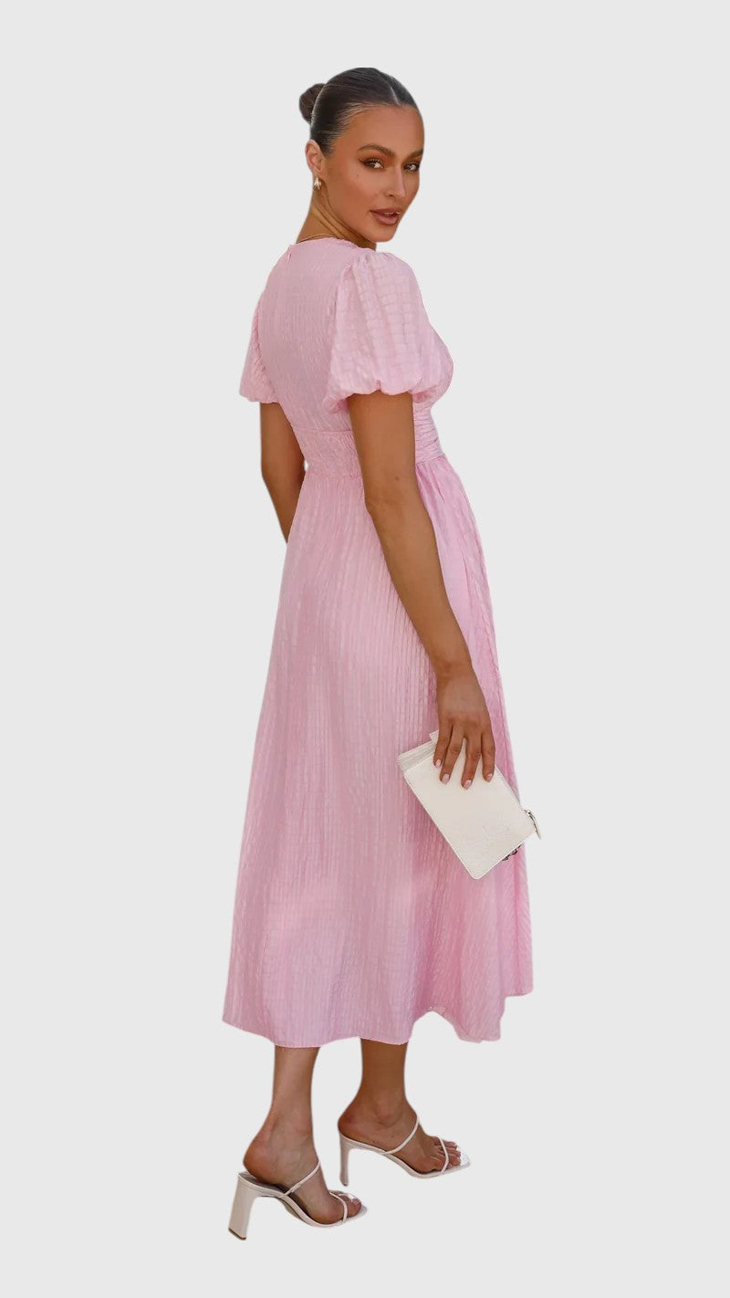 KAREN™ | ROMANTIC RUCHED MIDI DRESS
