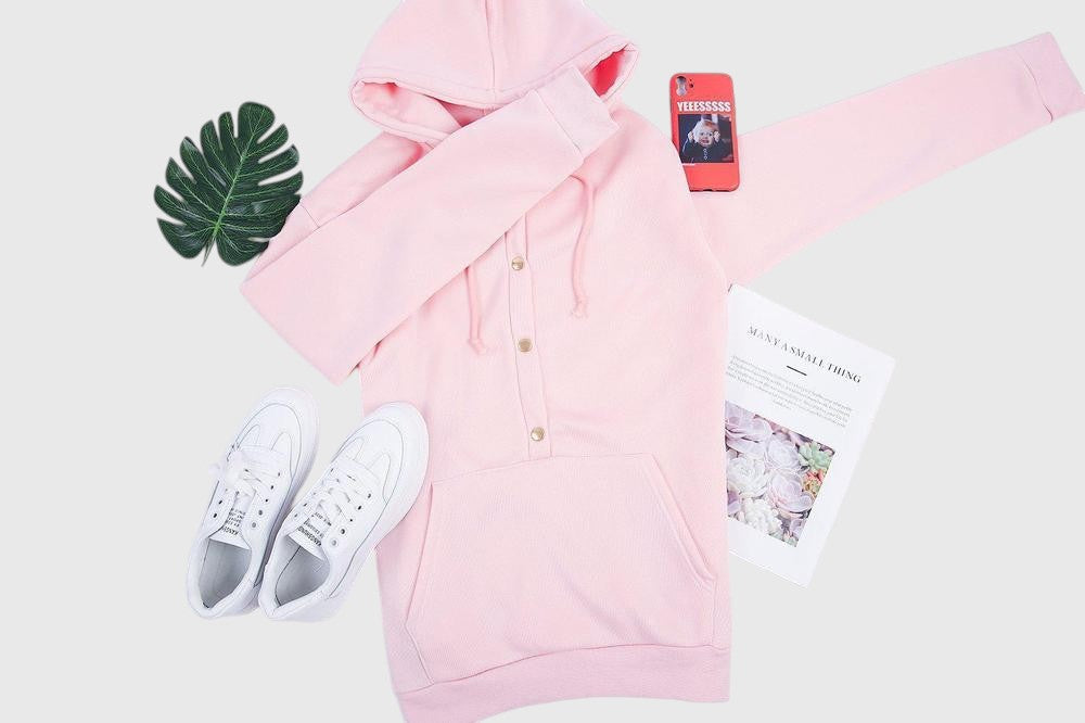 LEXXIE™ | FRONT POCKET BUTTON DOWN HOODIE