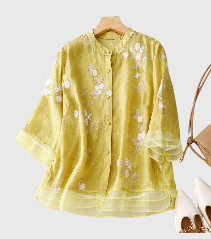 ELISE™ | EMBROIDERED COTTON BLOUSE